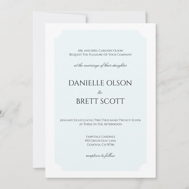 Personalised Blue Coastal Wedding Invitation  (Front)