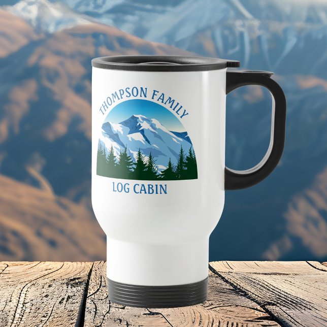 Personalised Blue Colorado Mountain Lodge Hiking  Travel Mug (Creator Uploaded)