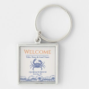 Personalised Blue Crab Welcome Key Ring