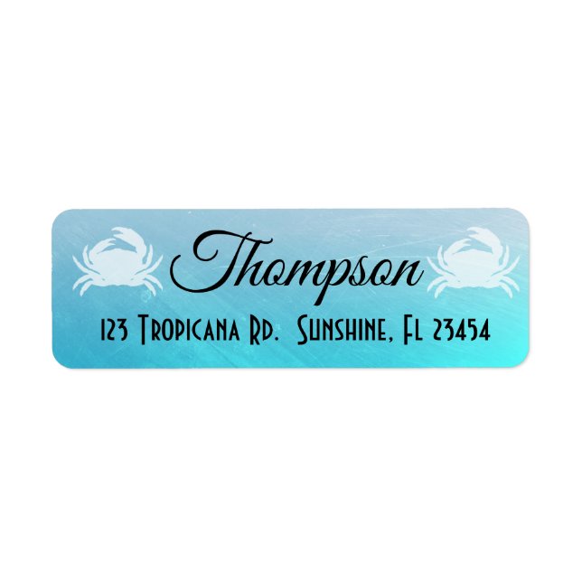 Personalised Blue Crabs Return Address Labels (Front)
