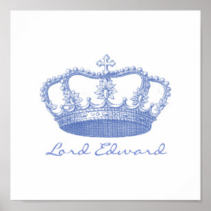 Personalised Blue Crown Poster