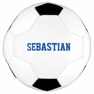 Personalised blue custom name sports team number soccer ball