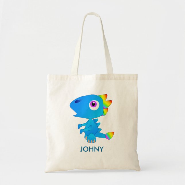 Personalised Blue Cute Dragon Tote Bag (Front)