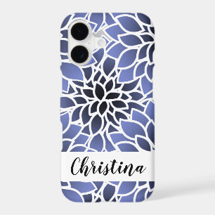 Personalised Blue Dahlia Floral Pattern