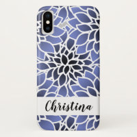 Personalised Blue Dahlia Floral Pattern