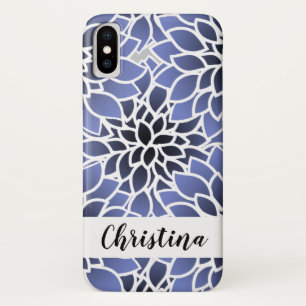 Personalised Blue Dahlia Floral Pattern Case-Mate iPhone Case