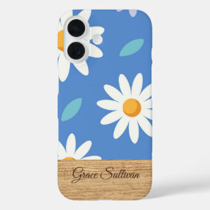 Personalised Blue Daisy Floral iPhone Case