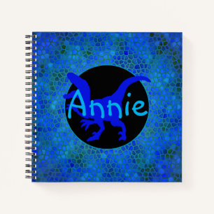 Personalised Blue Dinosaur Hide  Notebook