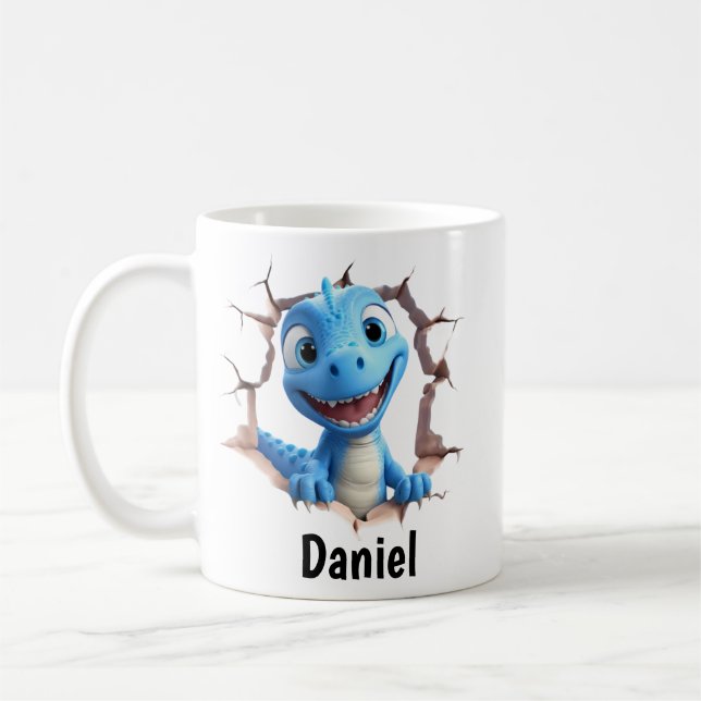 Personalised Blue Dinosaur Mug | Kids Gift (Left)