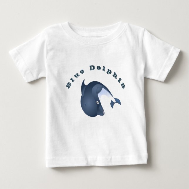 Personalised Blue Dolphin Baby T-Shirt (Front)