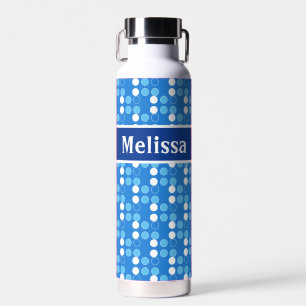 Personalised Blue Dots Monogram Kids Water Bottle