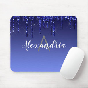 Personalised Blue Dripping Glitter Mouse Pad