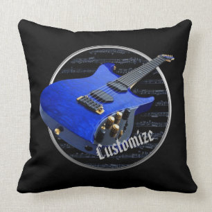 Personalised Blue Electric Guitar Pillow