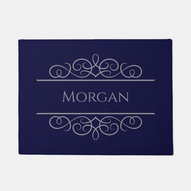 Personalised Blue Elegant Custom Door Mat (Front)