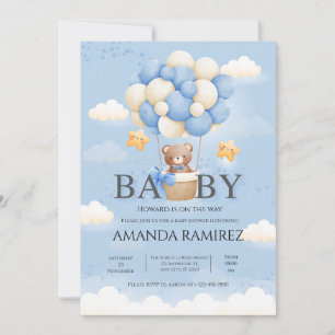 Personalised Blue Elephant Baby Shower Invitation