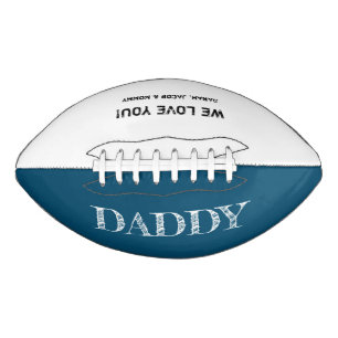 Personalised Blue etched Daddy text father's day Football