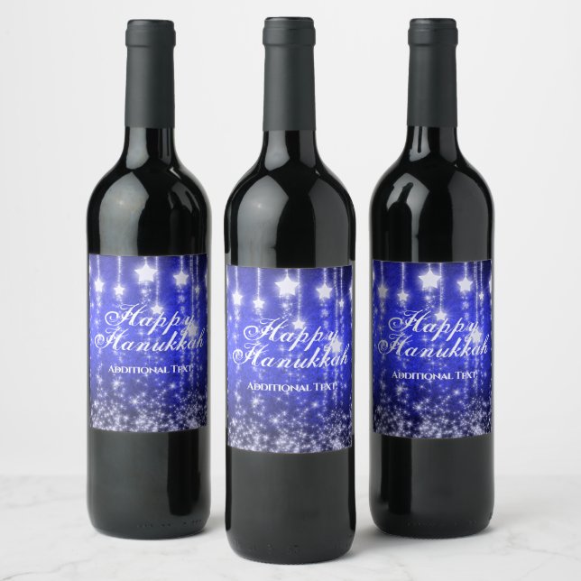 Personalised Blue Falling Stars Holiday Wine Label (Bottles)