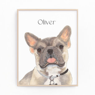 Personalised Blue Fawn Frenchie French Bulldog Art Photo Print