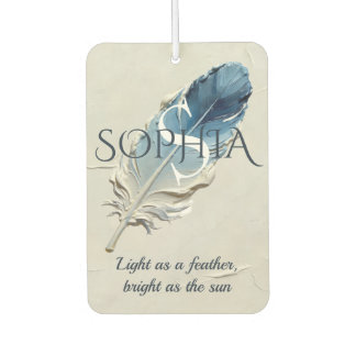 Personalised Blue Feather Custom Name Monogram Car Air Freshener