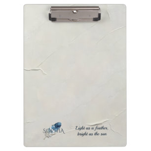Personalised Blue Feather Custom Name Monogram Clipboard