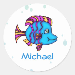 Personalised Blue Fish  Stickers