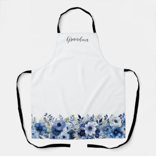 Personalised Blue Floral Apron