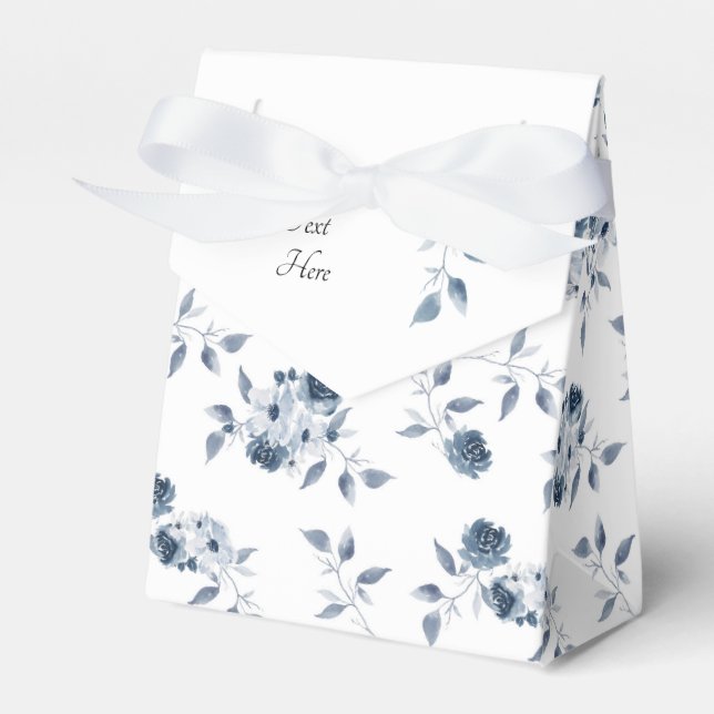 Personalised Blue Floral Bridal Shower Favour Box (Front Side)