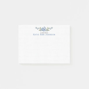 Personalised Blue Floral Custom Stationery Post-it Notes
