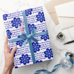 Personalised Blue Floral Evil Eye Amulet Pattern Wrapping Paper