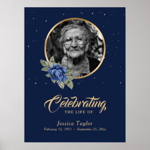 Personalised Blue Floral Funeral Welcome Sign