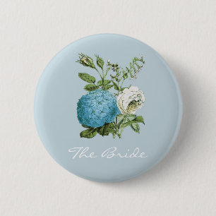 Personalised Blue Floral Hen Party Badges