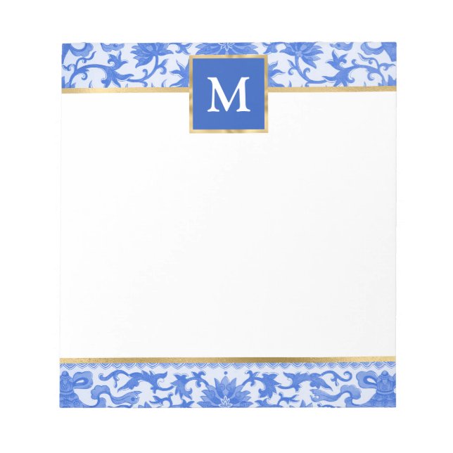 Personalised Blue Floral Notepad (Front)