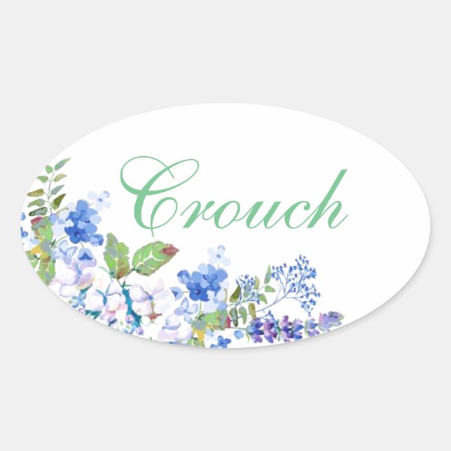 Personalised Blue Floral Sticker (Front)