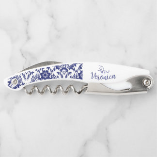 Personalised Blue Floral Wine Opener