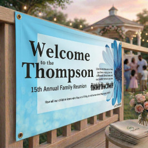 Personalised Blue Flower Family Reunion Banner