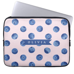 Personalised Blue Folk Floral Nordic Custom Laptop Sleeve