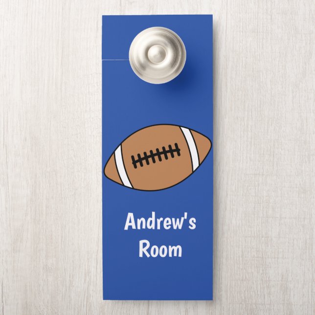 Personalised Blue Football Door Hanger (On Knob)