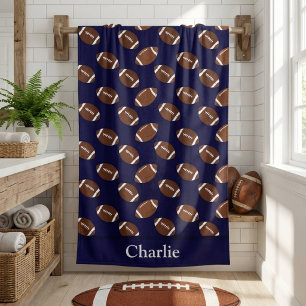 Personalised Blue Football Kids Beach Towel