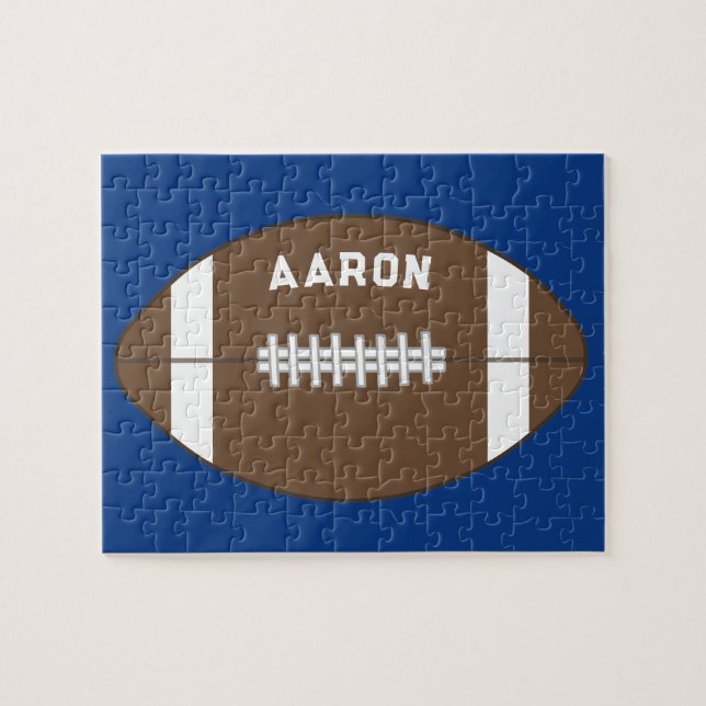 Personalised Blue Football Puzzle (Horizontal)