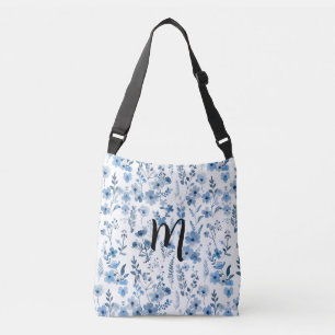 Personalised Blue French  Floral  Crossbody Bag