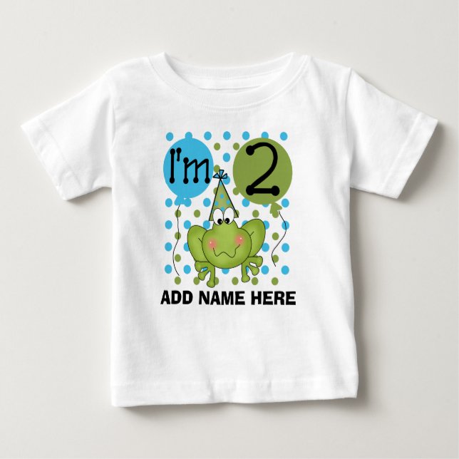 Personalised Blue Frog 2nd Birthday Tshirt (Front)