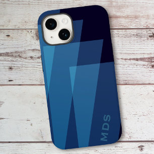 Personalised Blue Geometric Case-Mate iPhone 14 Case