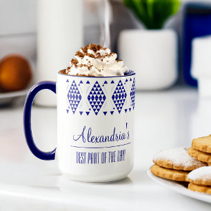Personalised Blue Geometric Triangles  Mug