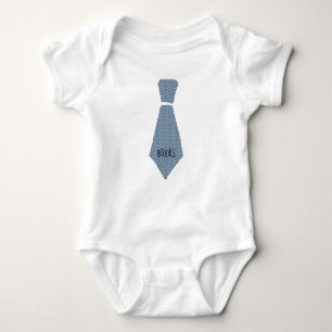 Personalised Blue Gingham Plaid Necktie Tie Baby Bodysuit