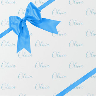 Personalised Blue Girly Elegant Name  Wrapping Paper