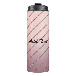 Personalised Blue Glitter Custom Name  Thermal Tumbler