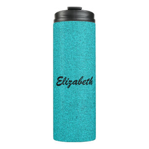 Personalised Blue Glitter Custom Name  Thermal Tumbler