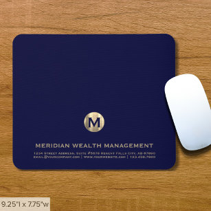 Personalised Blue Gold Business Monogram Mouse Pad