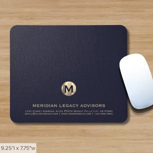 Personalised Blue Gold Business Monogram Mouse Pad