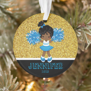 Personalised Blue & Gold Cheerleading Ornament 